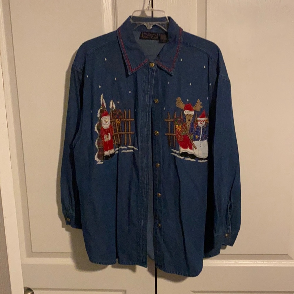 New Direction 2X Women’s Holiday denim shirt
